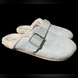 J Crew Pacific Sherpa-Lined Clogs Mules Slippers Grey Size 6.5